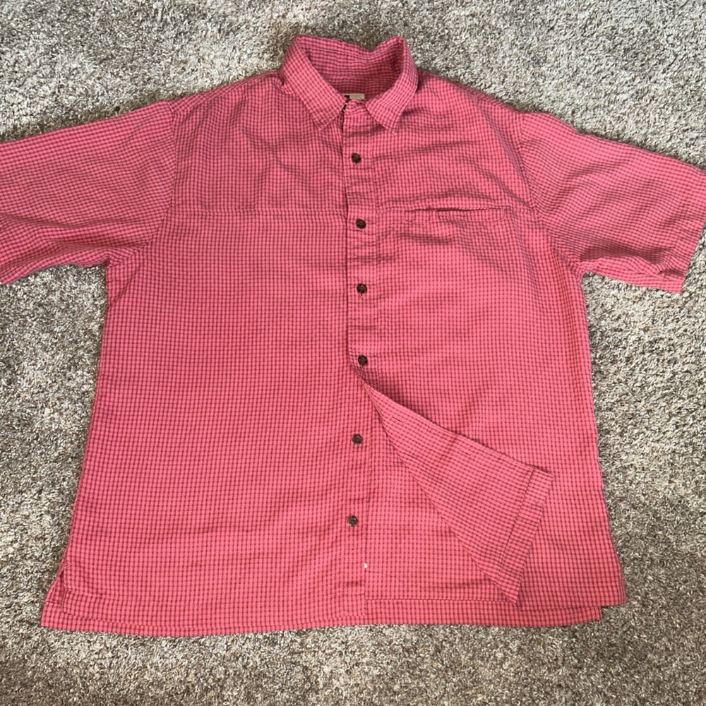 Woolrich Mens Large Button Short Sleeve Shirt Plaid Check Sz Large